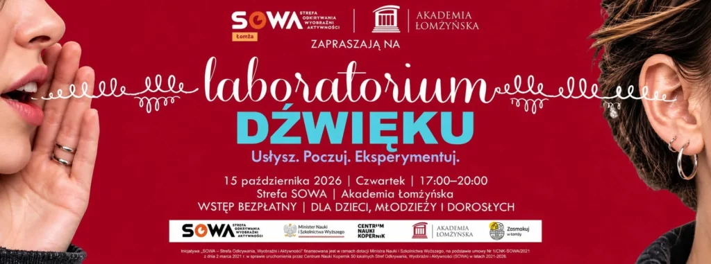 Baner wydarzenia Laboratorium Dźwięku w Strefie SOWA w Łomży – 15 października 2026, wstęp bezpłatny